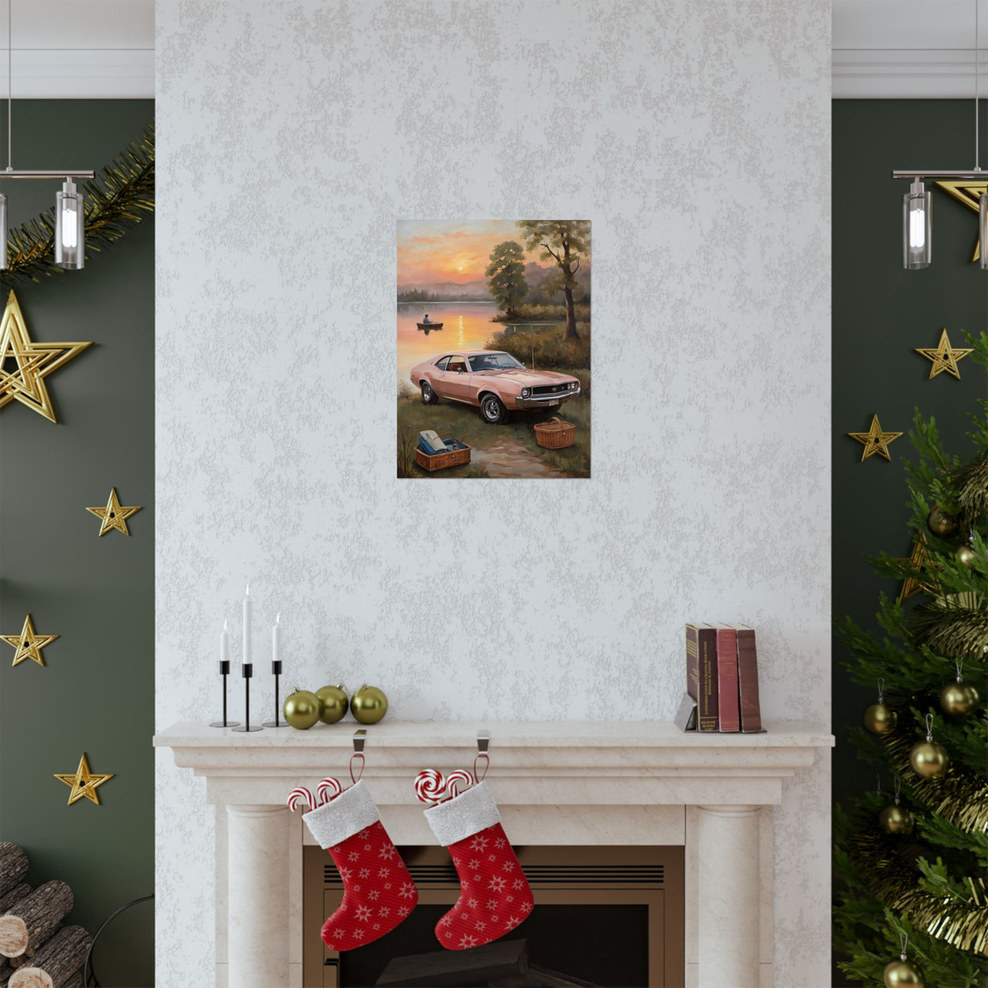 Vintage Car Sunset Matte Vertical Poster | AJ68 Collection Printify