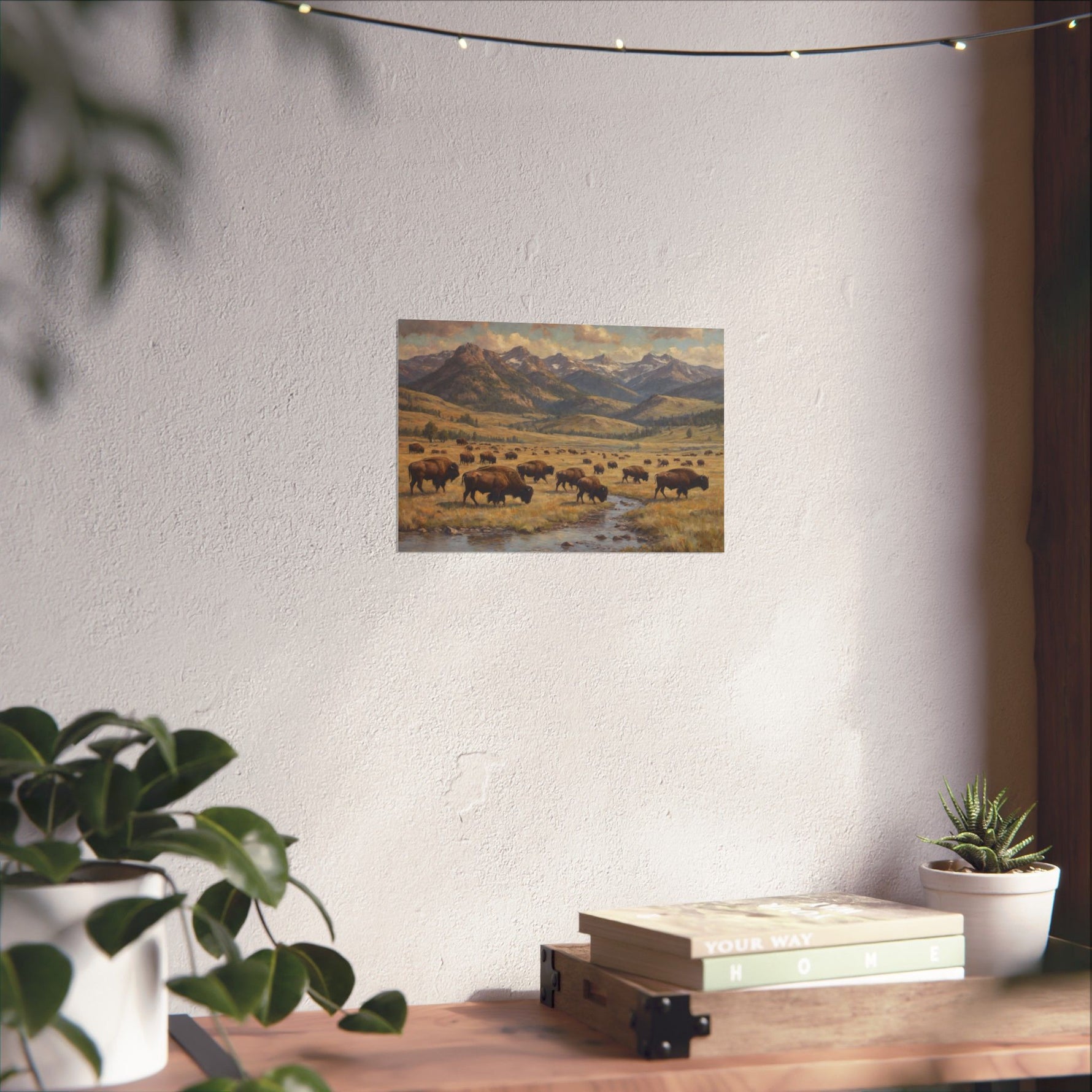 Bison Prairie Yellowstone Matte Poster — Horizontal Wildlife Wall Art - AquilVision