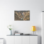 Yellowstone Canyon Waterfall Matte Canvas Wall Art — Nature Landscape Stretched Print - AquilVision