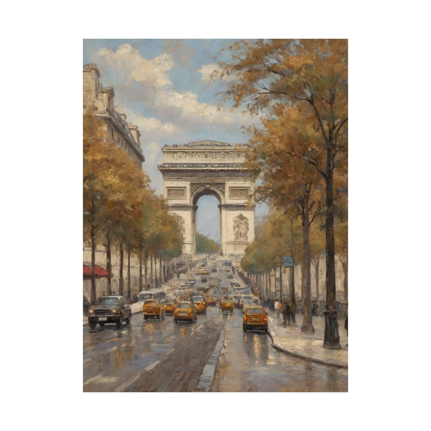 Paris Arc de Triomphe Poster — Autumn Boulevard Matte Vertical Art Print - AquilVision