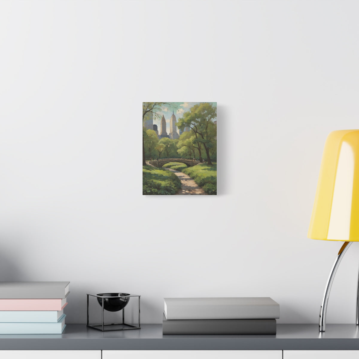 Central Park New York Canvas Wall Art | Historic Stone Bridge Canvas Print | Impressionist NYC Skyline Landscape Art for Living Room & Office