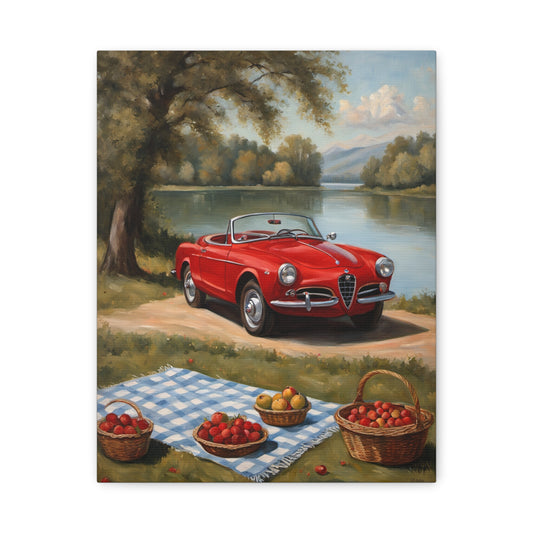 Vintage Car Canvas Wall Art, Nostalgic Home Decor, Italian Sports Car Print, Retro Art for Living Room, Gift for Car Lovers