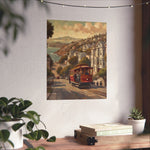 San Francisco Cable Car Poster — Vintage Coastal Cityscape Matte Vertical Print - AquilVision