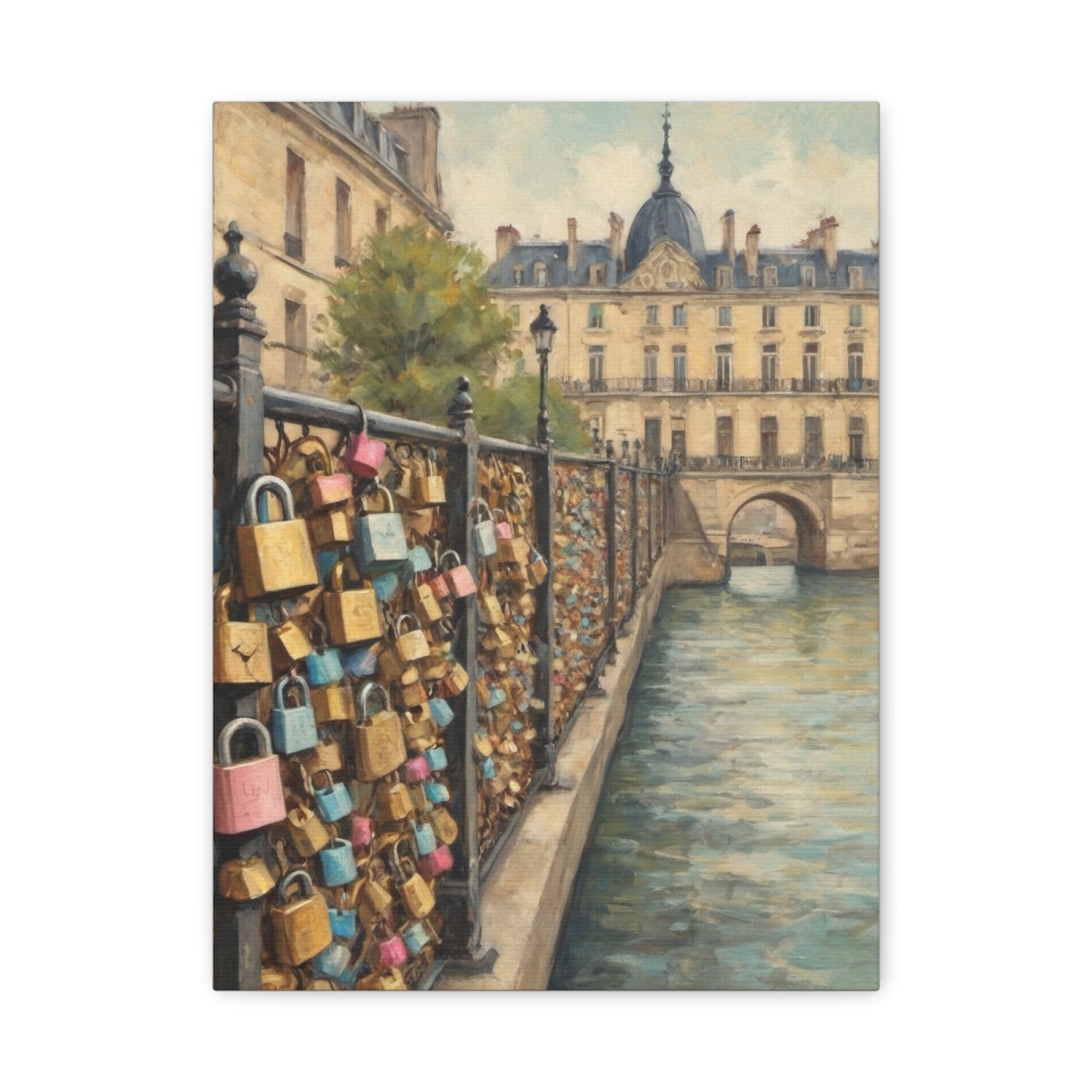 Paris Love Locks Canvas Print — Matte Stretched Wall Art - AquilVision
