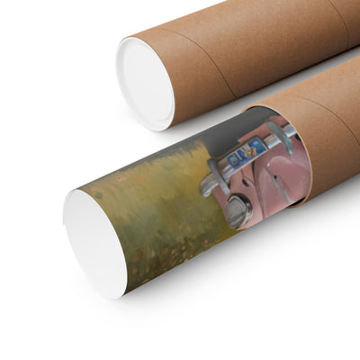 Vintage Pink Car Matte Vertical Poster Printify