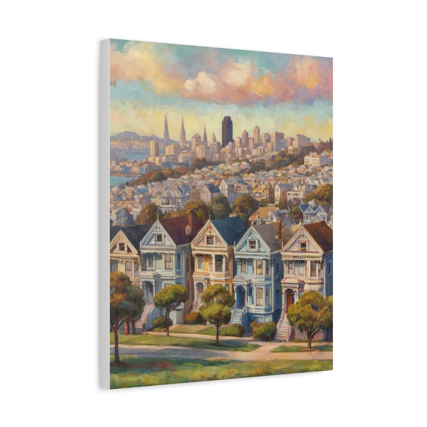 San Francisco Painted Skyline Canvas — Painted Ladies Wall Art (Matte Stretched) - AquilVision