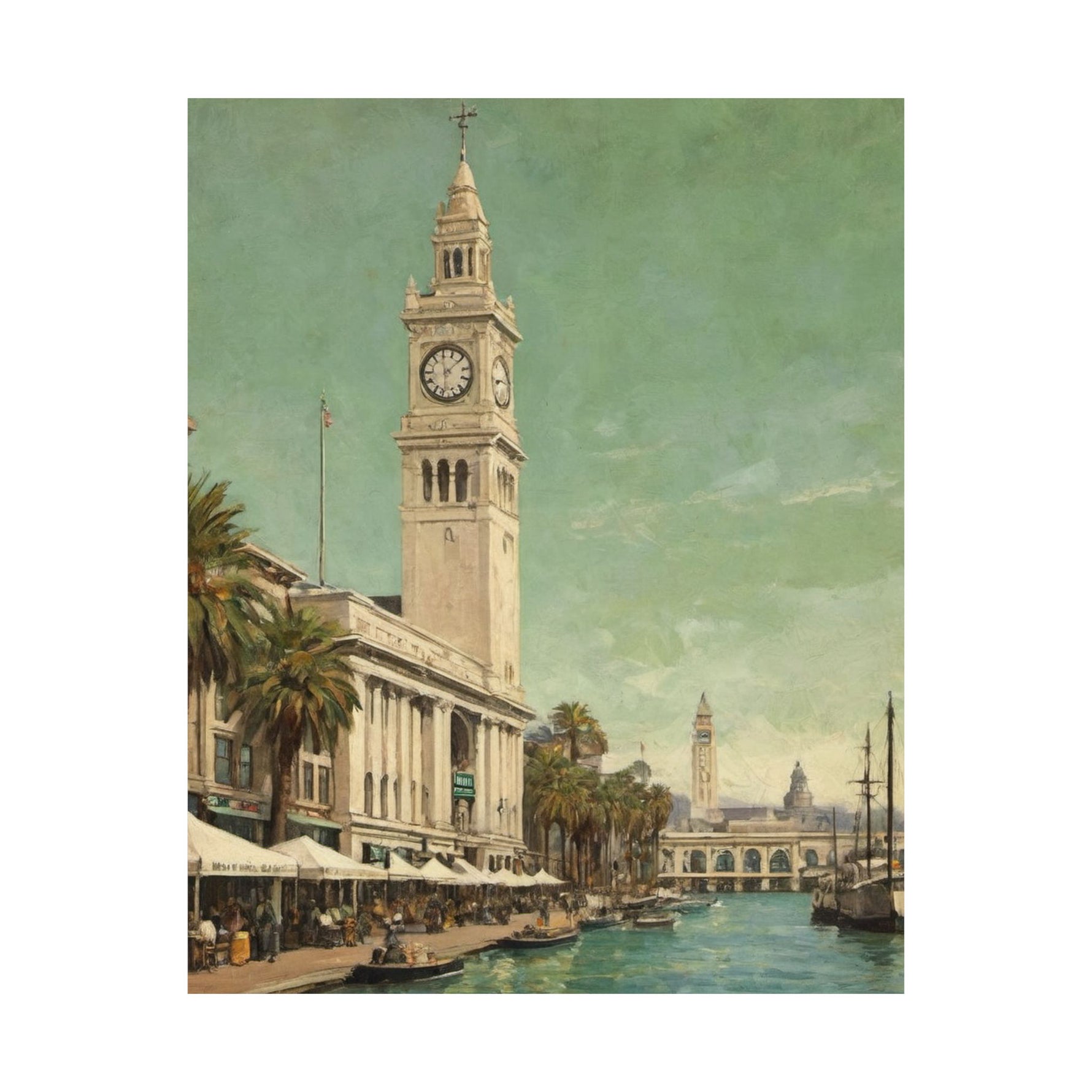 Vintage Coastal Clock Tower Poster - AquilVision
