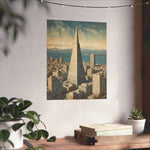 Vintage Cityscape Poster — Transamerica Pyramid Matte Vertical Print - AquilVision