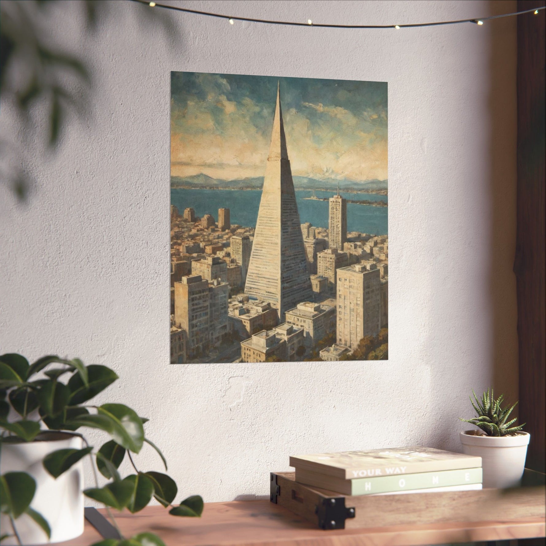 Vintage Cityscape Poster — Transamerica Pyramid Matte Vertical Print - AquilVision