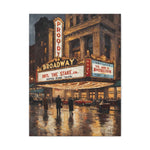 Broadway Theater Night Matte Canvas Wall Art – Vintage Cityscape Stretched Print