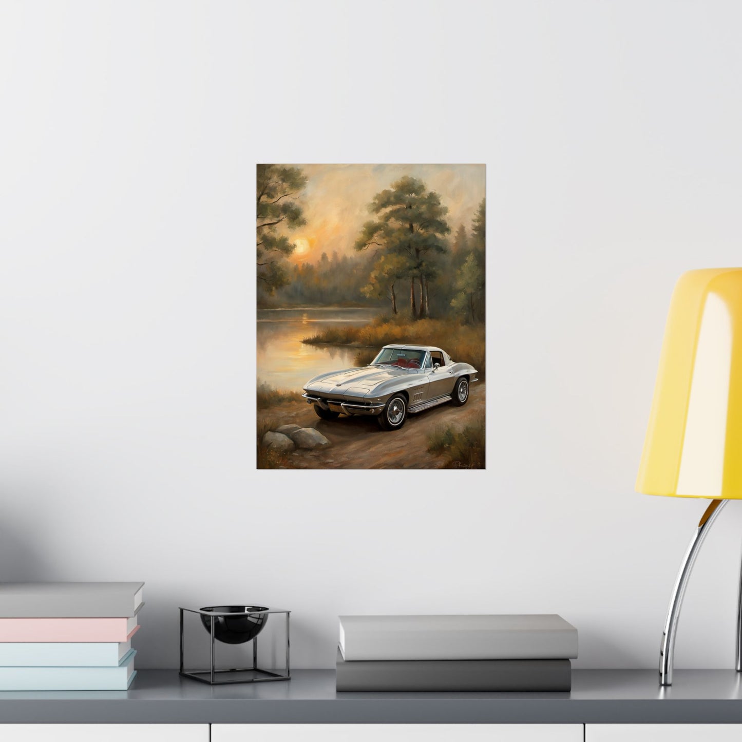 Classic Car Landscape Poster, Vintage Vehicle Decor, Automotive Wall Art, Retro Home Decoration, Perfect Gift for Car Lovers Printify
