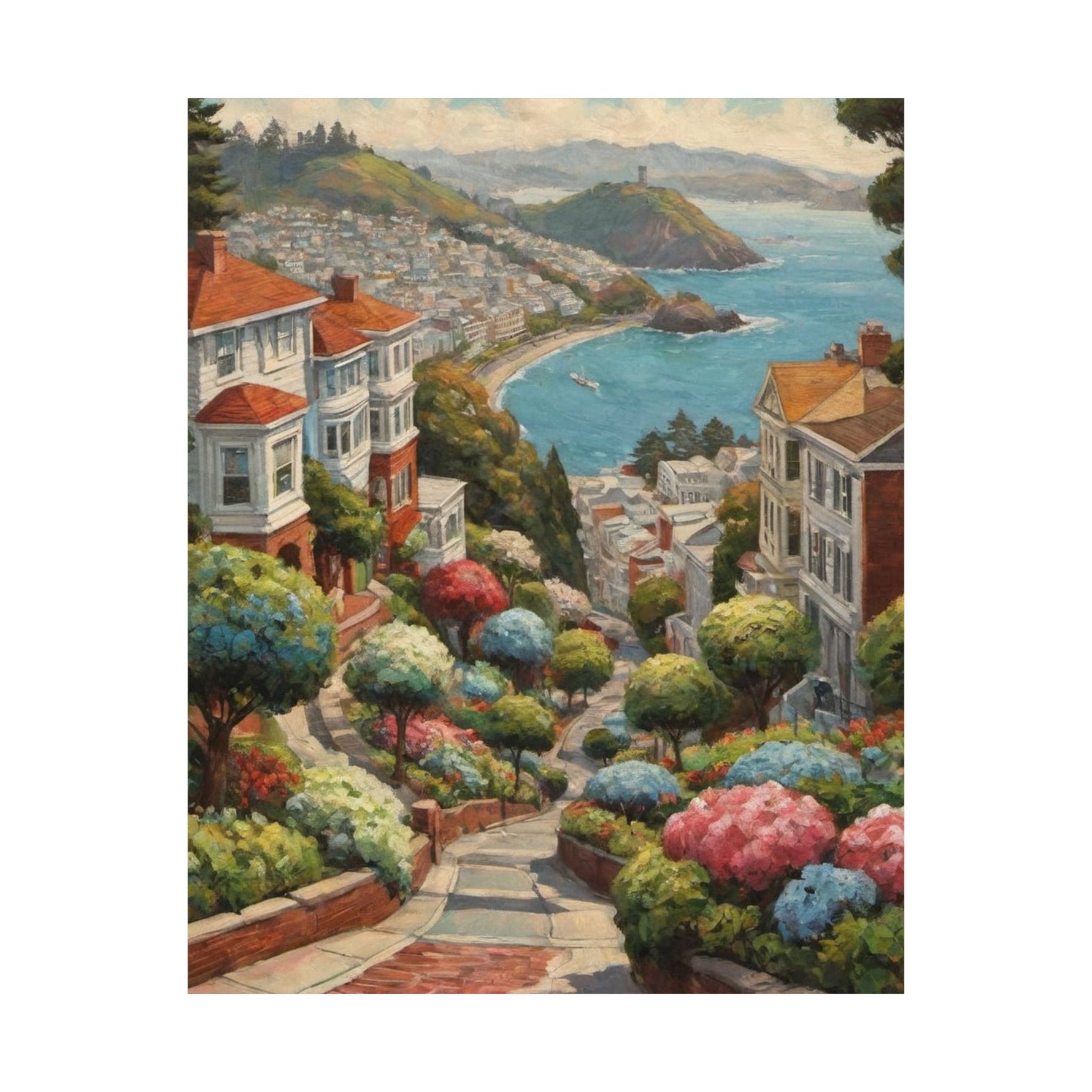 Coastal Garden Street Matte Poster — Scenic San Francisco Bay Print - AquilVision