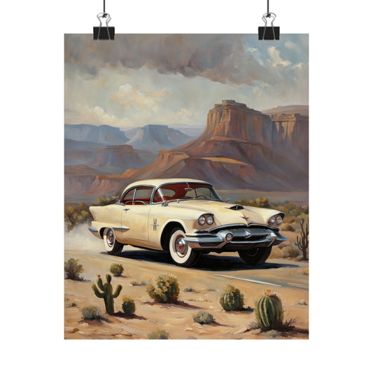 Vintage Car Art Poster, Matte Vertical Wall Decoration, Retro Home Decor, Unique Gift, Americana Art, Nostalgic Artwork