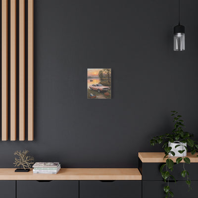 Nostalgic 68s Car Artwork displayed on a modern wall with minimalistic decor