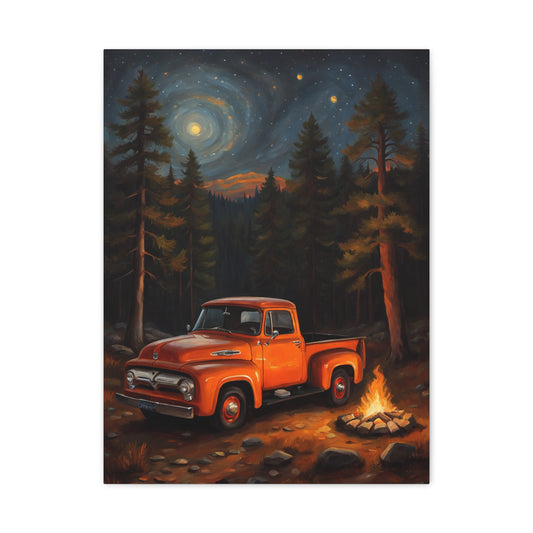 Rustic Truck Canvas Art Print, Vintage Decor, Camping Wall Art, Home Interior Decor, Gift for Nature Lovers, Cozy Cabin Vibes