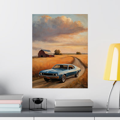 Vintage Car Landscape Poster Art | AJ68 Collection Printify