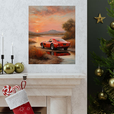 Scenic Car Wall Art, Vintage Car Poster, Automotive Decor, Nature Artwork, Gift for Him, Room Aesthetic, Classic Car Print Printify
