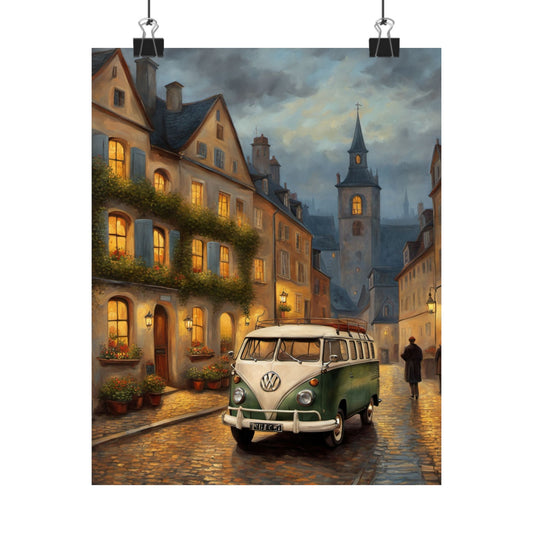 Vintage VW Bus Matte Vertical Poster, Wall Art Decor, Retro Home Decoration, Perfect Gift for Travel Lovers, Cozy Atmospheric Décor