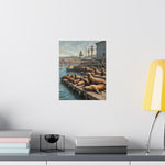 Sea Lion Harbor Matte Vertical Poster — Coastal Nautical Wall Art - AquilVision