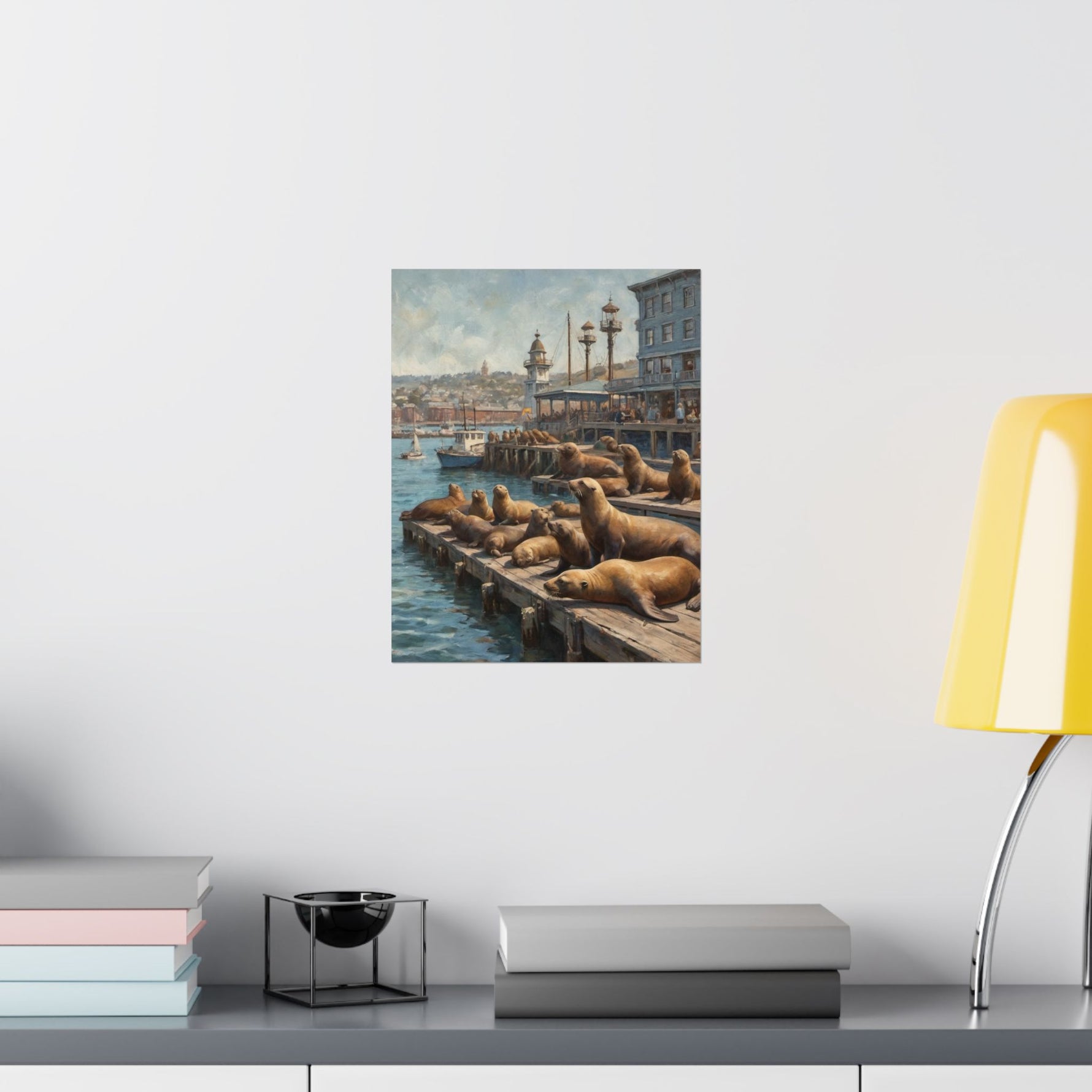 Sea Lion Harbor Matte Vertical Poster — Coastal Nautical Wall Art - AquilVision