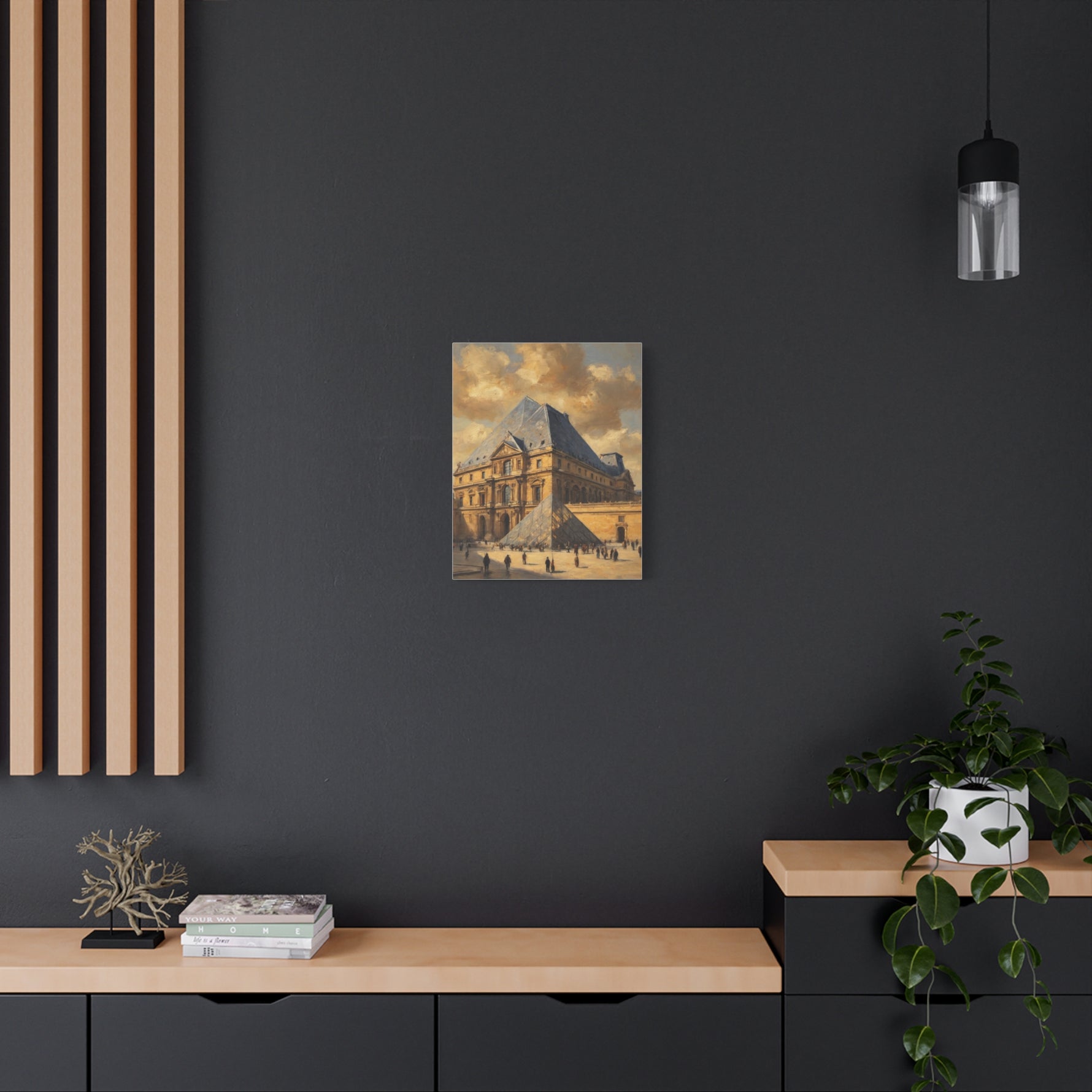 Louvre Pyramid Matte Stretched Canvas Print — Vintage Paris Architecture Wall Art - AquilVision