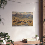 Bison Prairie Yellowstone Matte Poster — Horizontal Wildlife Wall Art - AquilVision