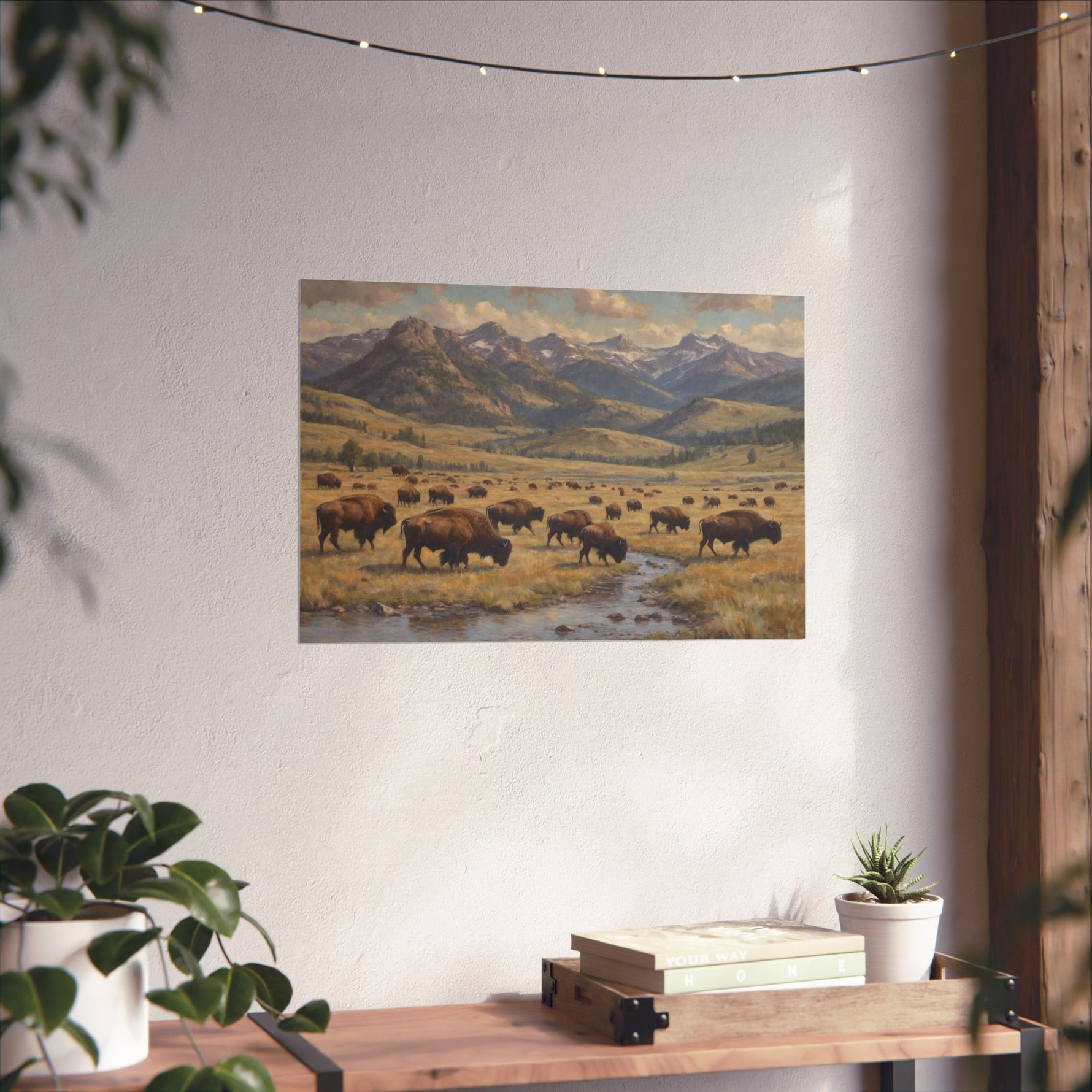Bison Prairie Yellowstone Matte Poster — Horizontal Wildlife Wall Art - AquilVision
