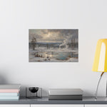 Winter Landscape Matte Poster — Serene Snowy Lake Art Print - AquilVision
