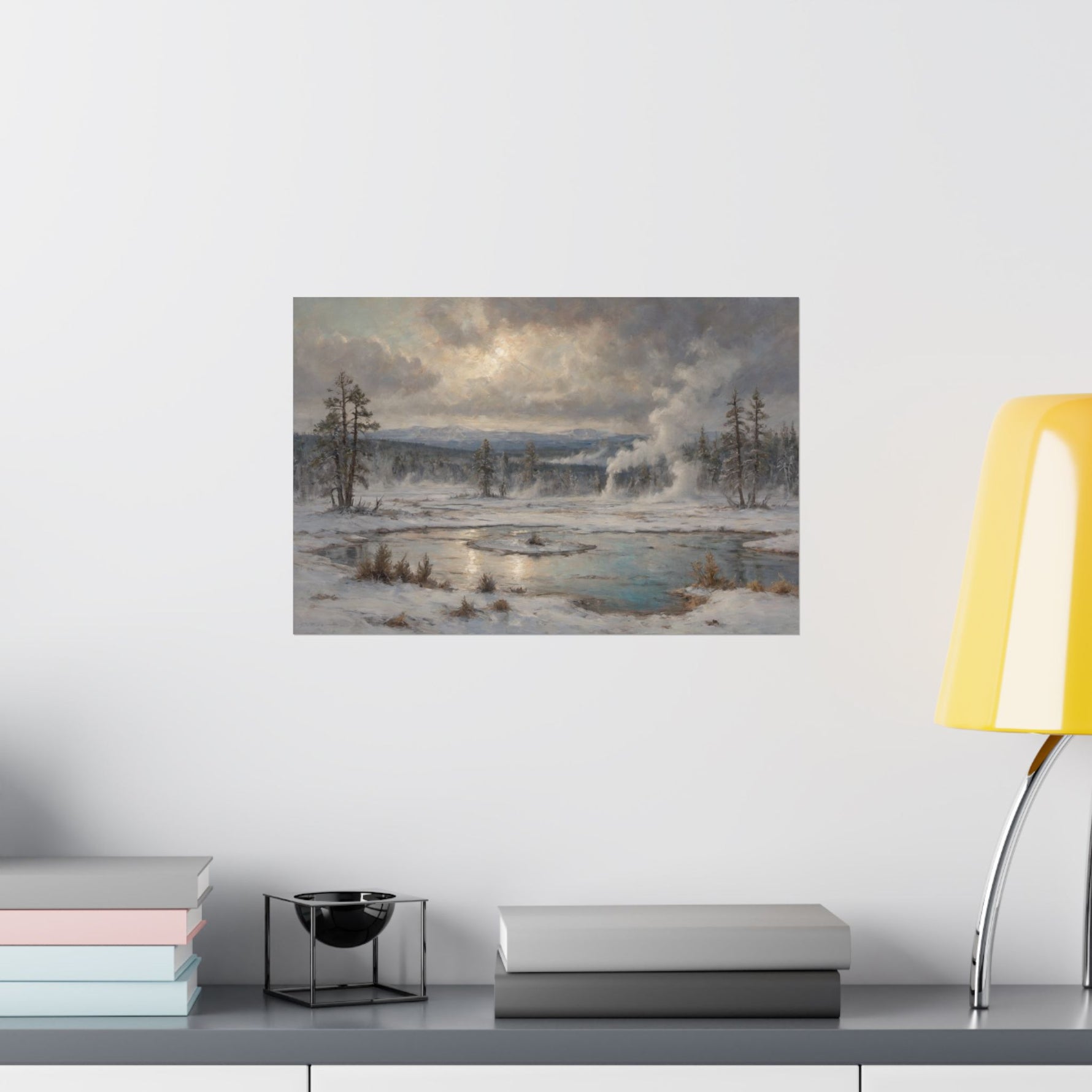 Winter Landscape Matte Poster — Serene Snowy Lake Art Print - AquilVision