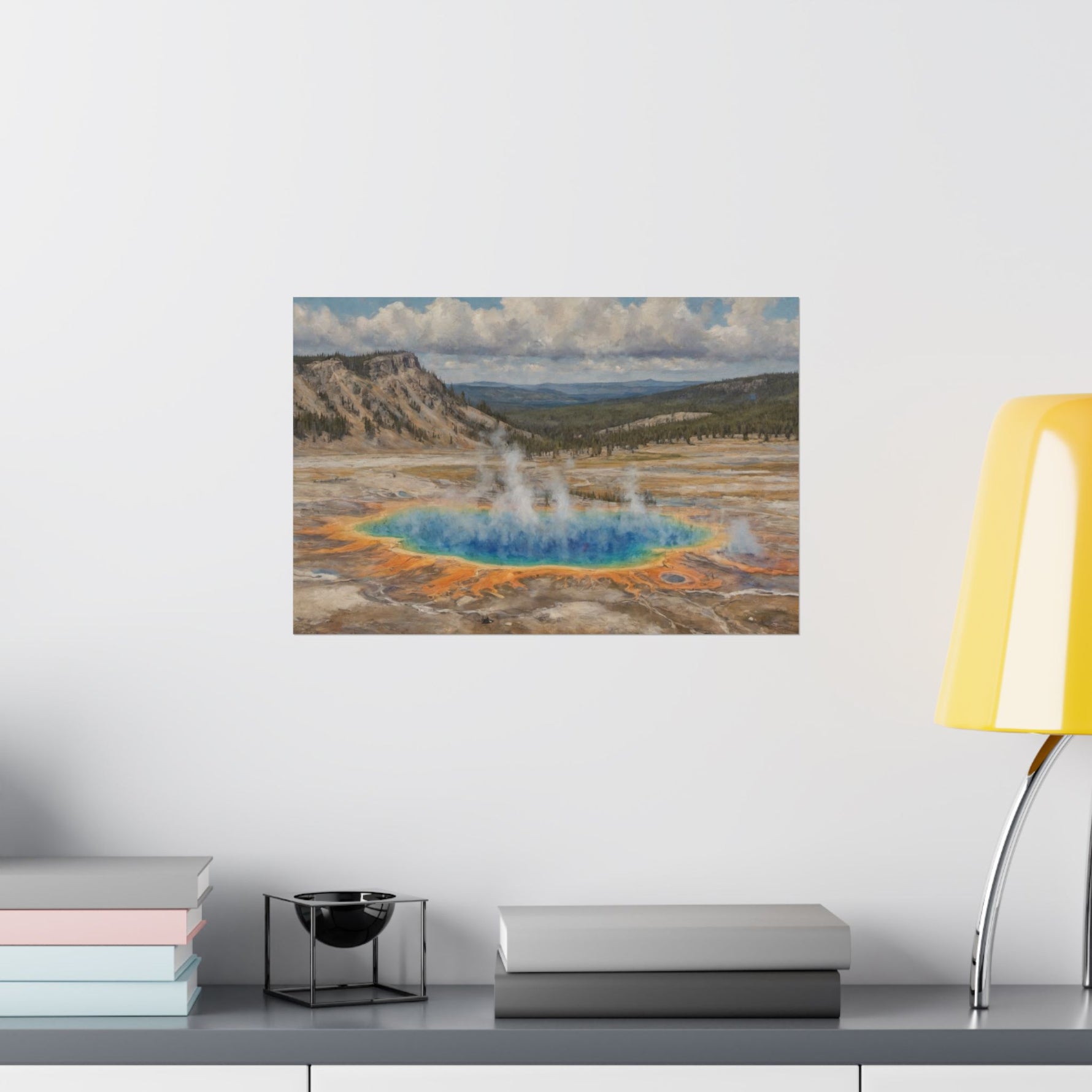 Yellowstone Grand Prismatic Spring Matte Horizontal Poster — Scenic National Park Landscape Wall Art - AquilVision