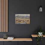 Bison Herd Yellowstone Canvas Print — Western Mountain Landscape Matte Stretched Wall Art - AquilVision