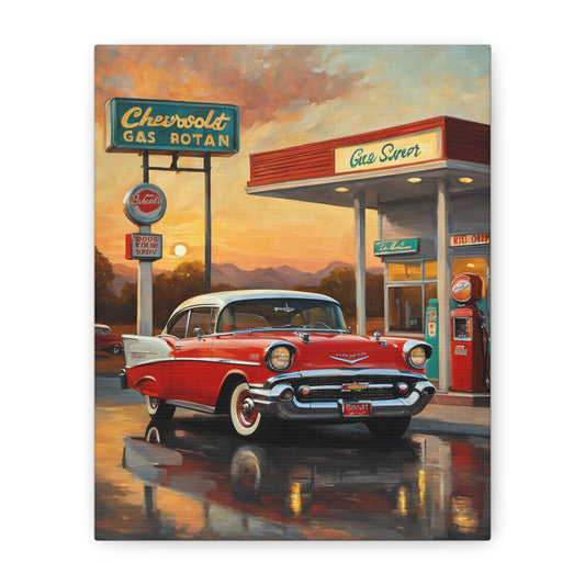 Vintage Car Canvas Wall Art, Retro Automotive Décor, Classic Chevrolet Poster, Gift for Car Lovers, Nostalgic Home Decoration