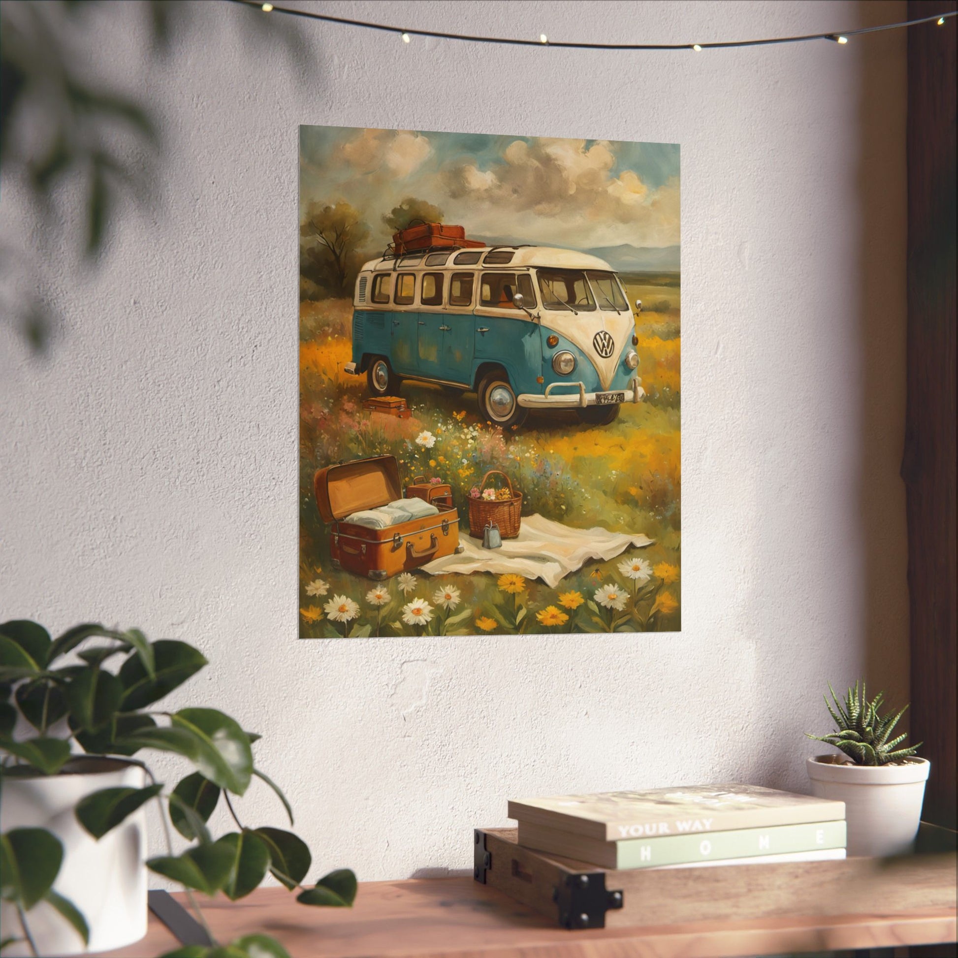 Vintage VW Bus Matte Vertical Posters, Bohemian Wall Art Prints, Travel Decor, Room Aesthetic, Gift for Adventure Lovers - AquilVision