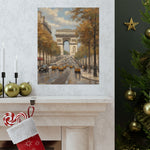Paris Arc de Triomphe Poster — Autumn Boulevard Matte Vertical Art Print - AquilVision
