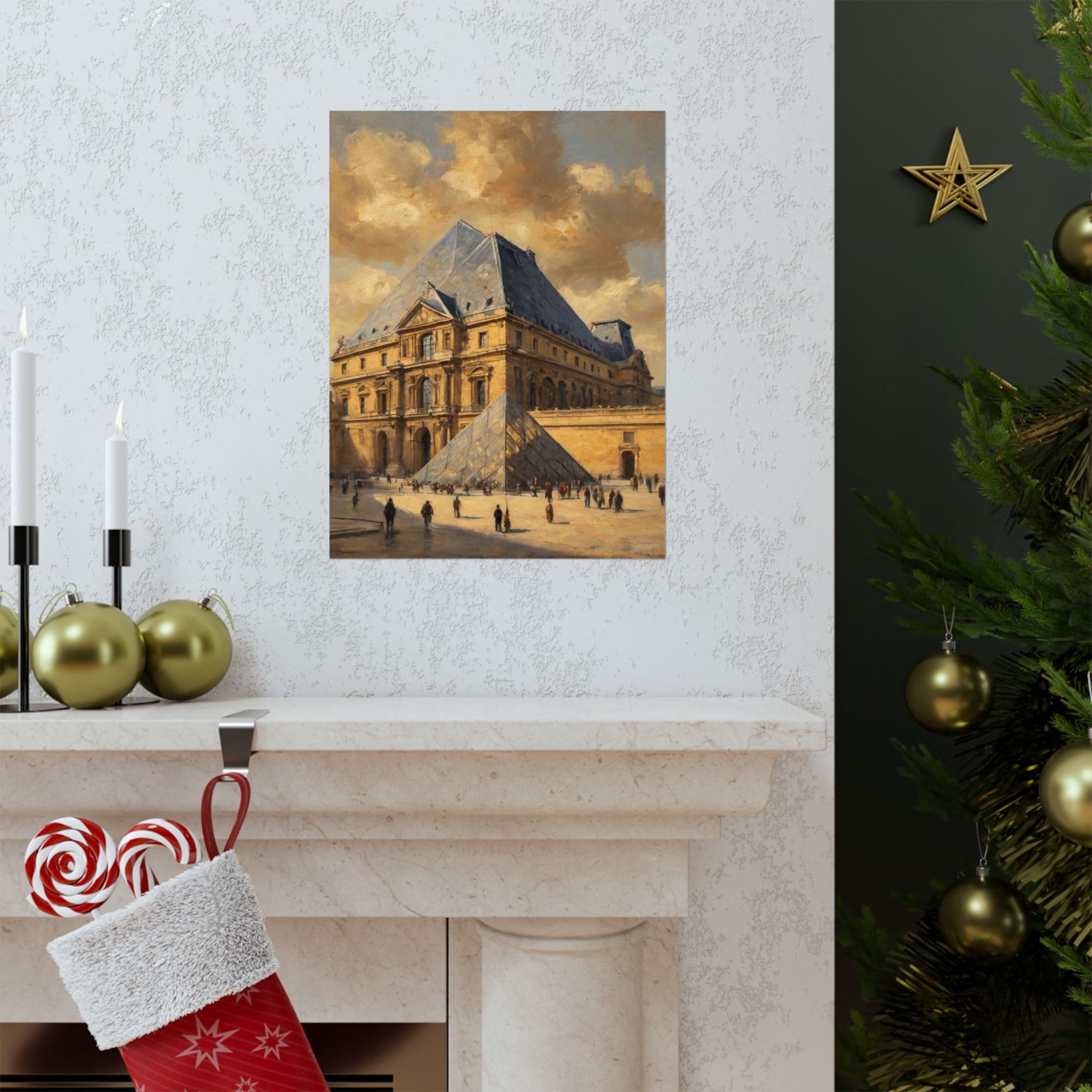 Louvre Pyramid Matte Vertical Poster — Vintage Paris Architecture Wall Art - AquilVision