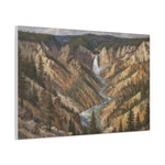 Yellowstone Canyon Waterfall Matte Canvas Wall Art — Nature Landscape Stretched Print - AquilVision