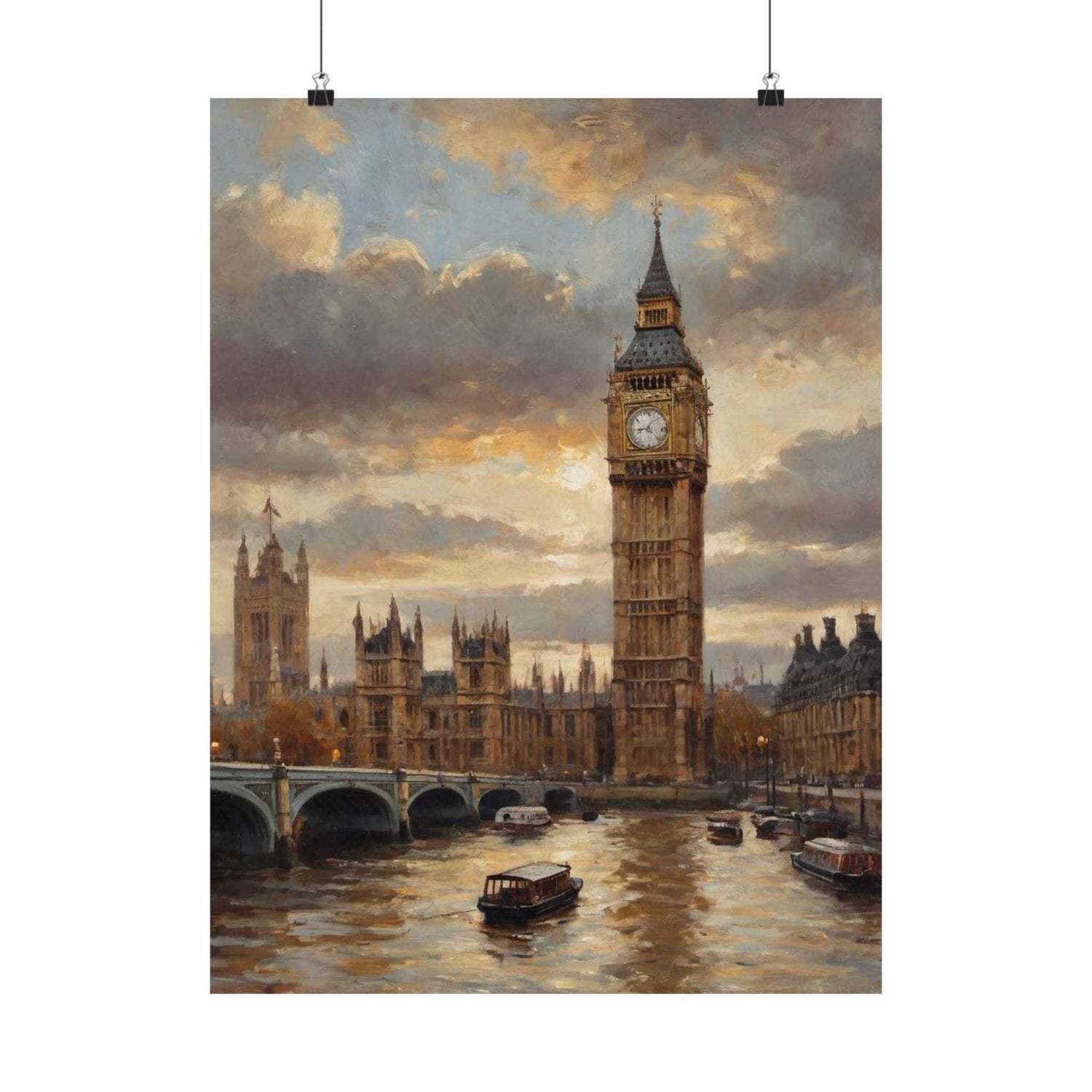 Big Ben London Poster — Matte Vertical Cityscape Wall Art