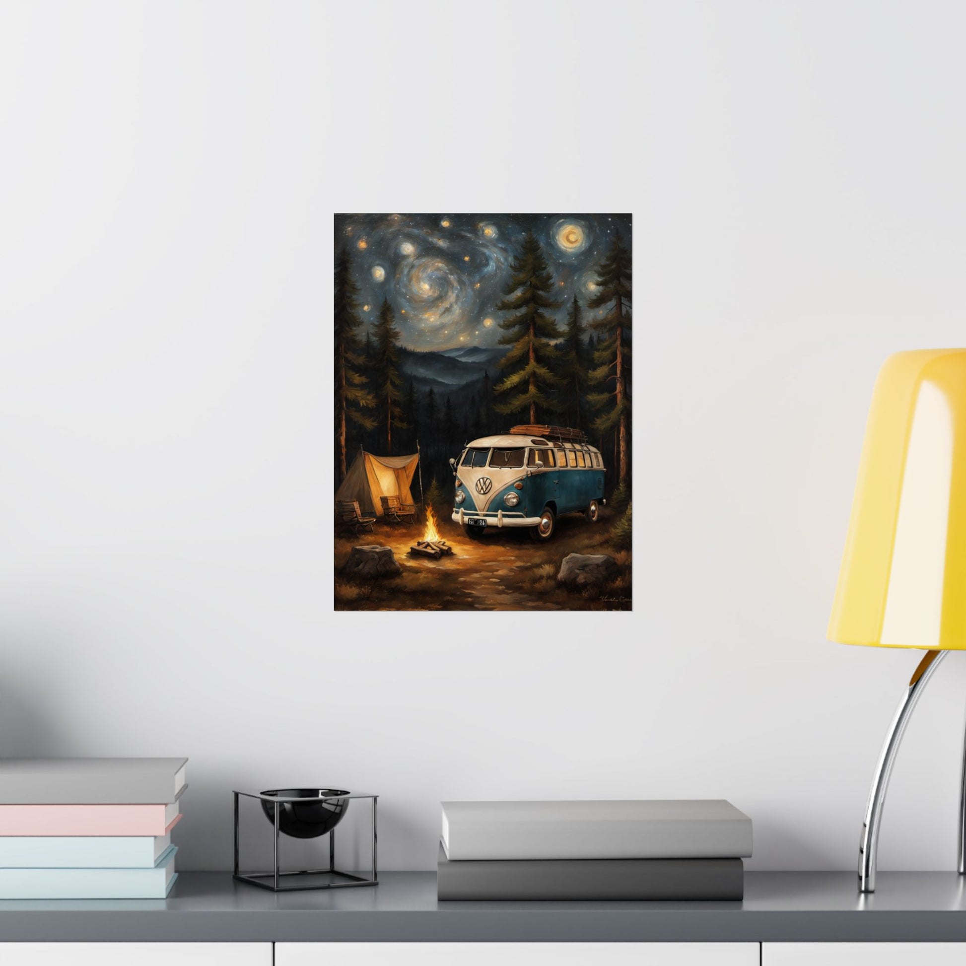 Vintage Camping Art Prints, Bohemian Decor for Nature Lovers, Retro Van Wall Art, Great for Adventure Enthusiasts, Ideal Gift for Explorers Printify