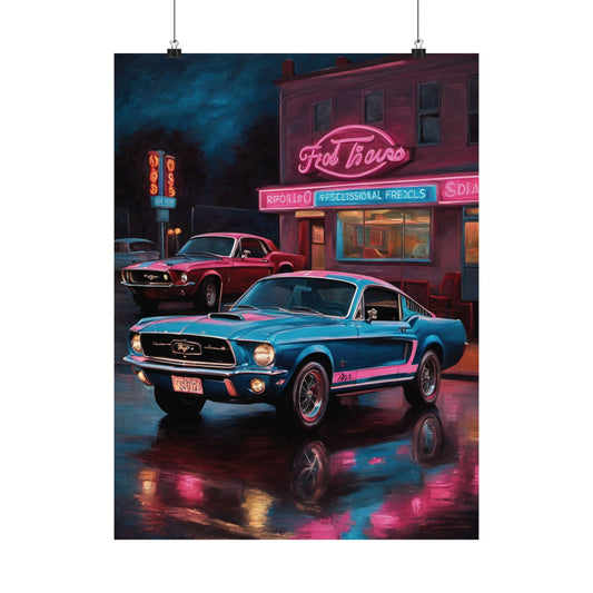 Retro Car Art Print, Vintage Poster for Garage Decor, Classic Muscle Car Wall Art, Gift for Car Enthusiasts, Automotive Home Decor