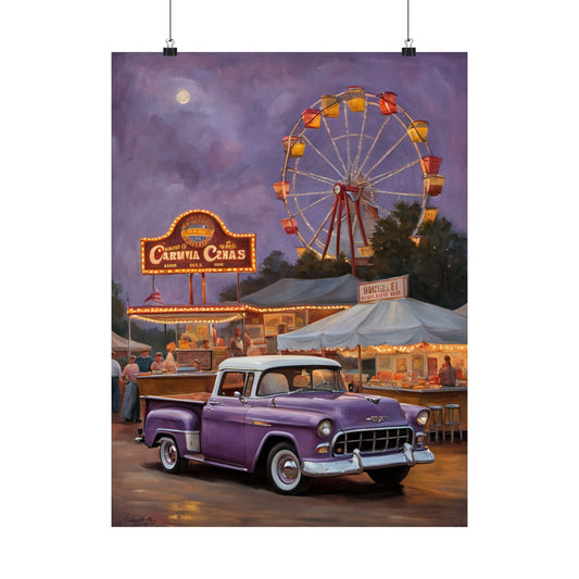 Vintage Carnival Poster Art Print, Nostalgic Wall Decor, Retro Fair Decor, Truck Art, Home Aesthetic, Gift for Collectors
