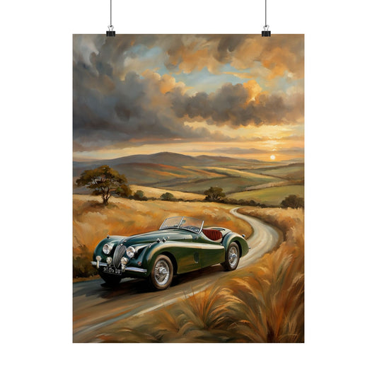 Classic Car Landscape Matte Poster, Vintage Wall Art, Home Decor, Car Enthusiast Gift, Retro Decor, Nature Poster