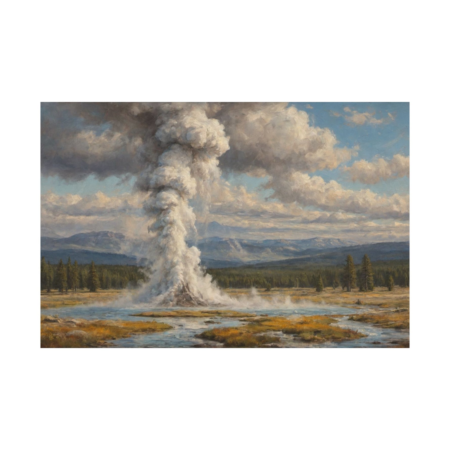 Geyser Landscape Matte Poster — Serene National Park Wall Art - AquilVision