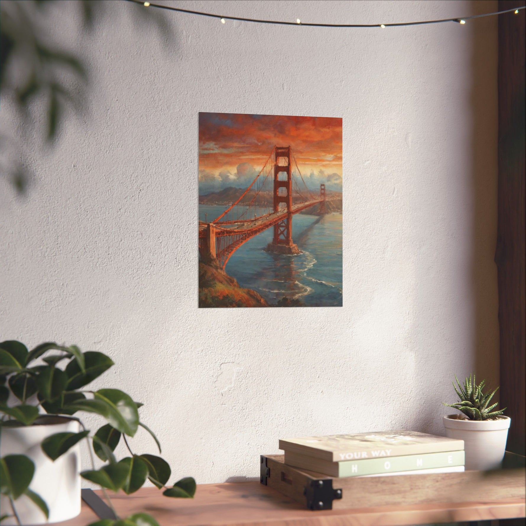 Golden Gate Bridge Sunset Poster - Matte Vertical Travel Wall Art - AquilVision
