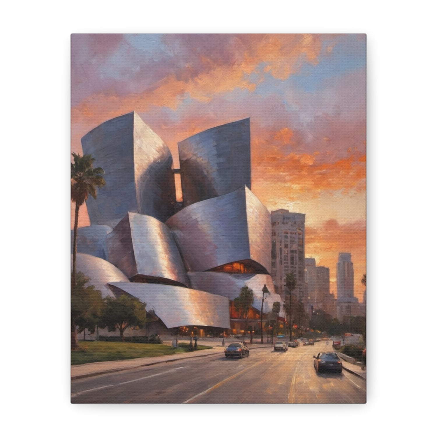 Walt Disney Concert Hall Sunset - Matte Stretched Canvas