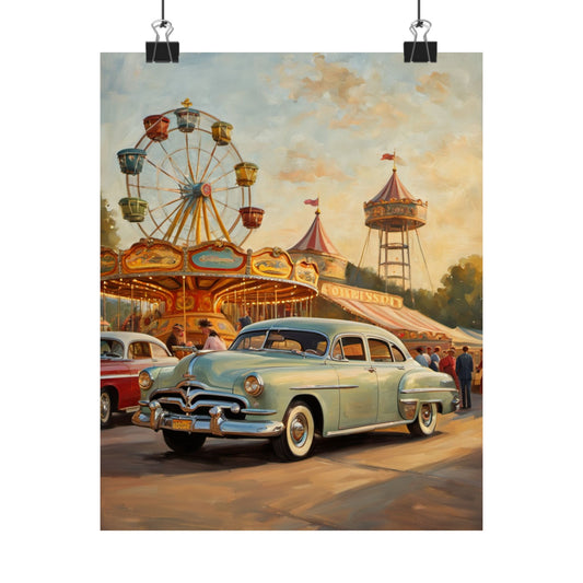 Vintage Carnival Wall Art Poster, Retro Home Decor, Nostalgic Art for Living Room, Gift Idea for Fair Lovers, Funfair Decor