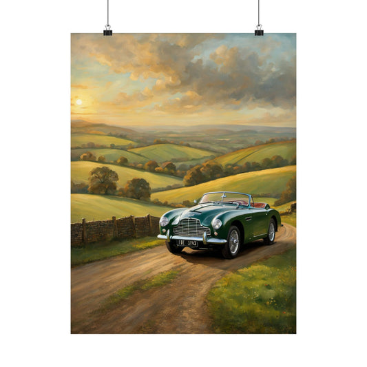 Vintage Car Landscape Poster, Matte Vertical Art Print for Home Décor, Perfect Gift for Auto Enthusiasts, Father’s Day, Car Fanatic
