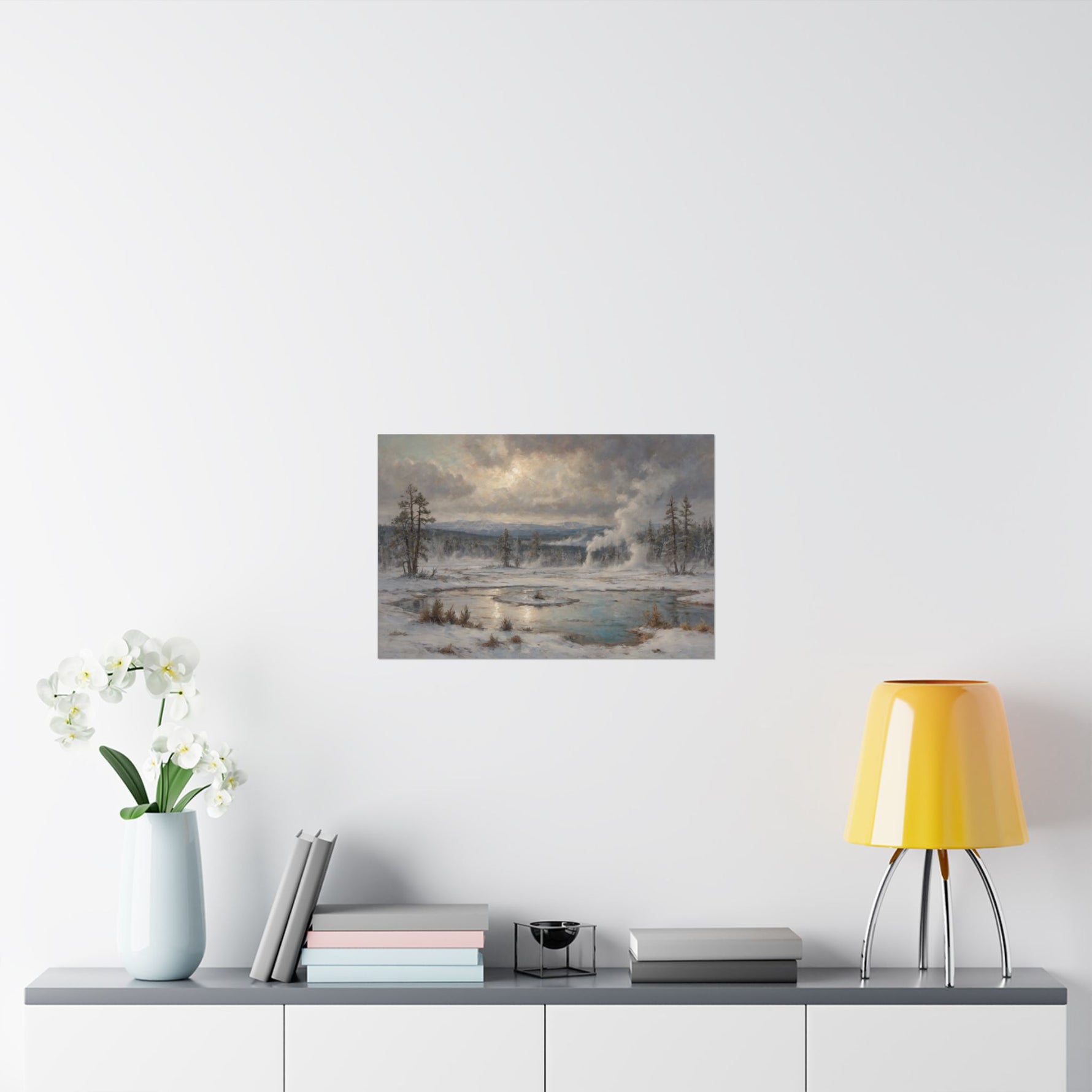 Winter Landscape Matte Poster — Serene Snowy Lake Art Print - AquilVision