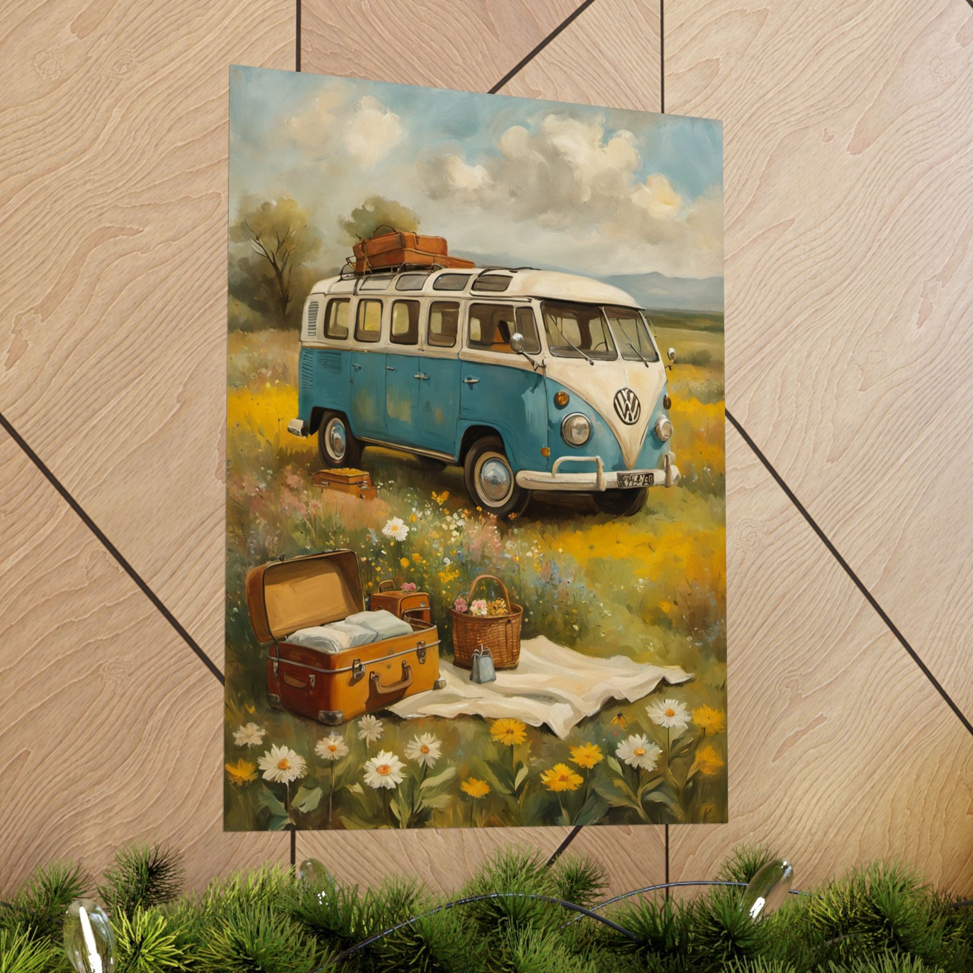 Vintage VW Bus Matte Vertical Posters, Bohemian Wall Art Prints, Travel Decor, Room Aesthetic, Gift for Adventure Lovers - AquilVision