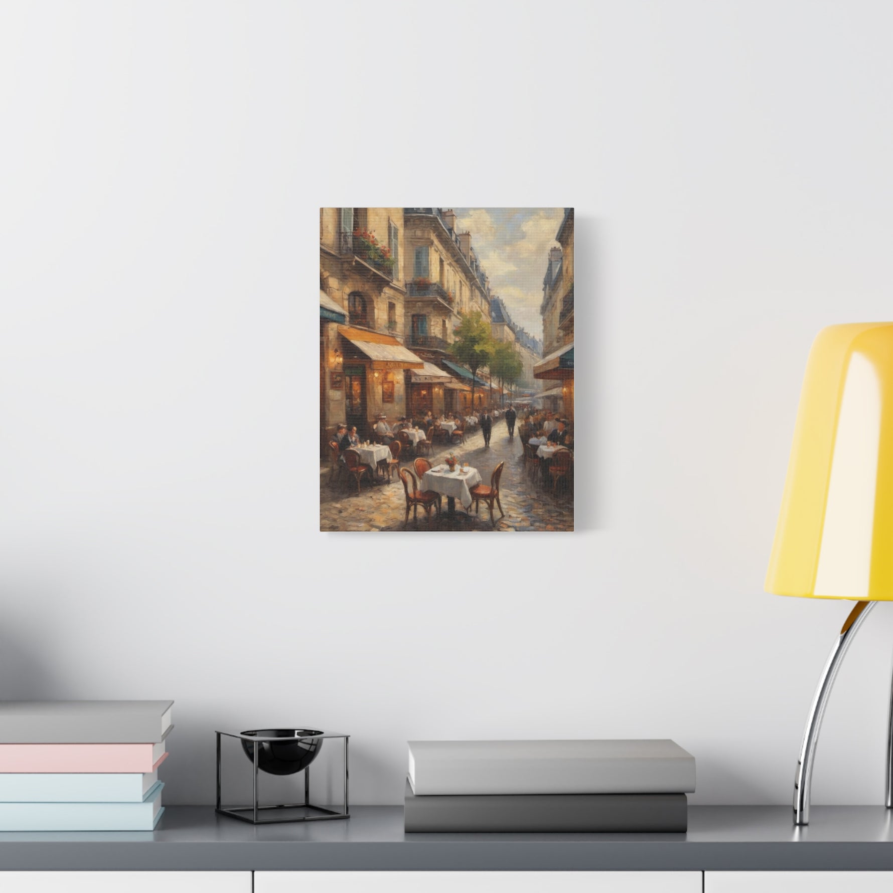 Paris Café Street Scene Matte Canvas Wall Art — Stretched 1.25" - AquilVision