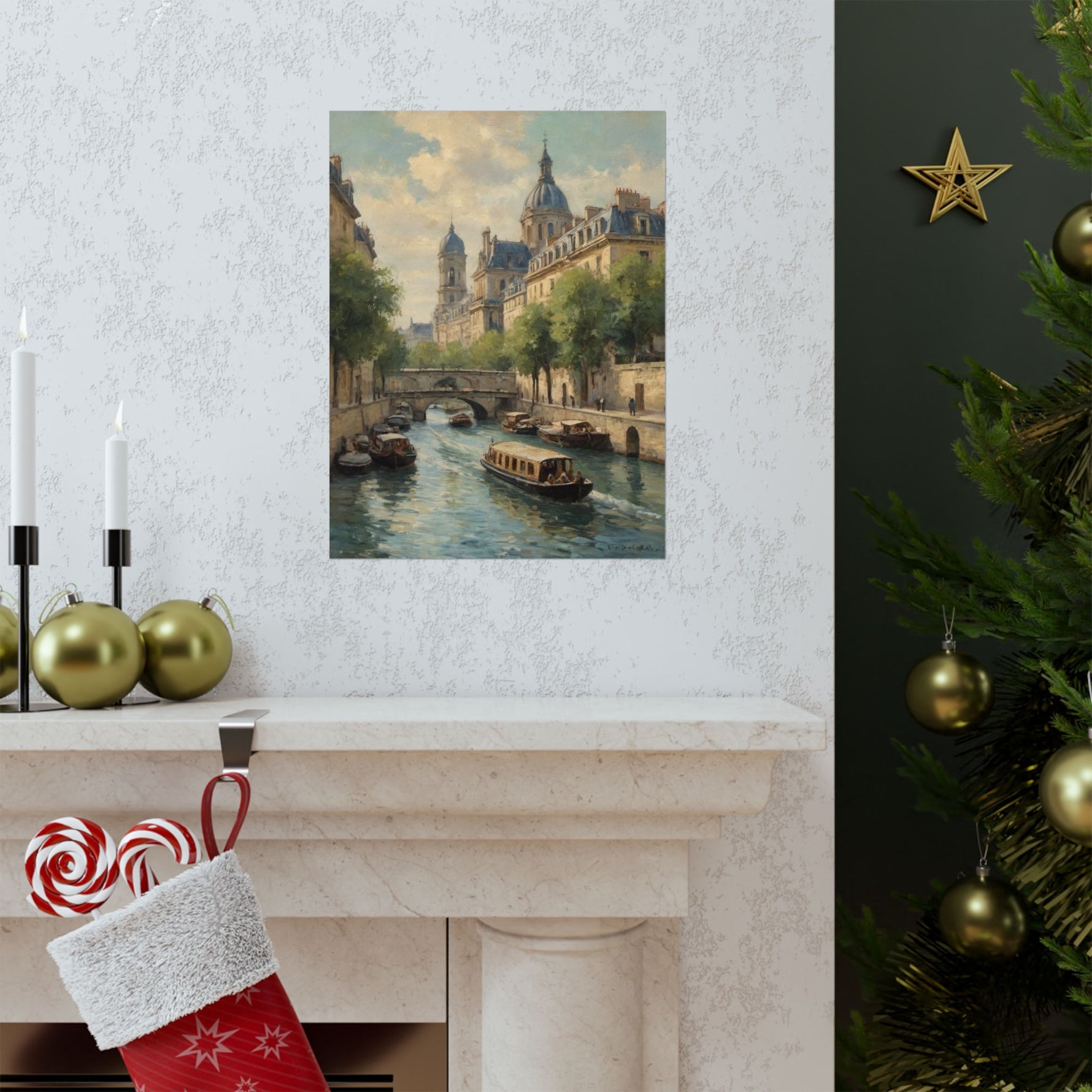 Paris Riverboat Matte Poster — Vintage European Cityscape Wall Art - AquilVision